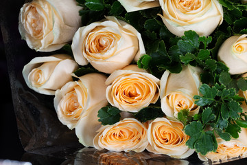 closeup roses bouquet