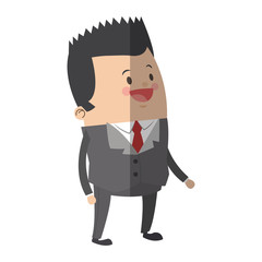 happy businessman cartoon icon over white background. colorful design. vector illustration