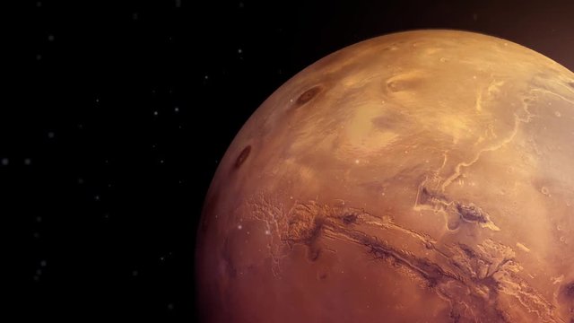  Slow dolly through space towards the atmosphere of Mars  Imagery courtesy of NASA.