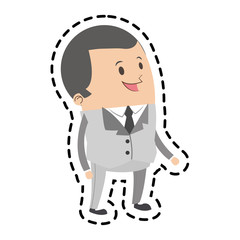 happy businessman cartoon icon over white background. colorful design. vector illustration