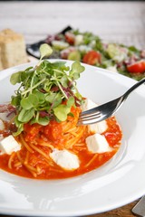 pomodoro pasta on plate
