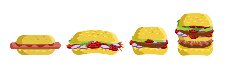 hot dog sandwich and bugers