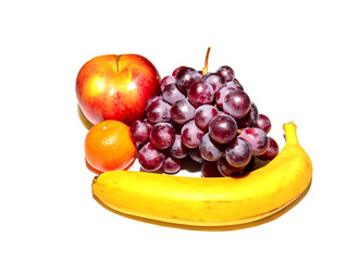 Grapes, Apple, banana and Mandarin