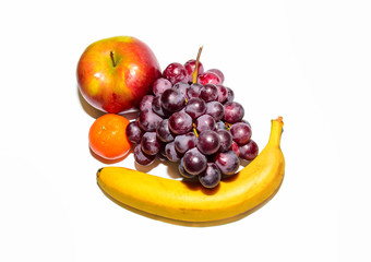 Fototapeta na wymiar Grapes, Apple, banana and Mandarin