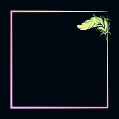 рамка с птичьим пером на темном фоне, векторная иллюстрация