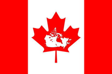 Canadian Map With Flag On It 3D Rendering