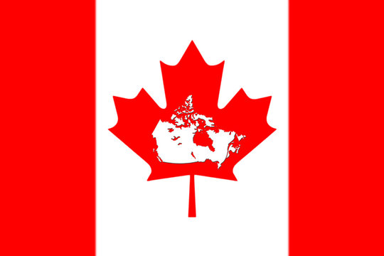 Canadian Map With Flag On It 3D Rendering