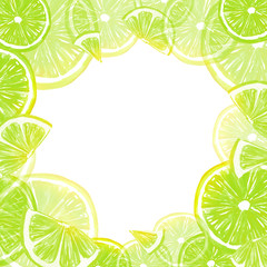 Watercolor Vintage card with slices, slices of lime, lemon. With room for signatures. For a different design, decoration, card, business card, label