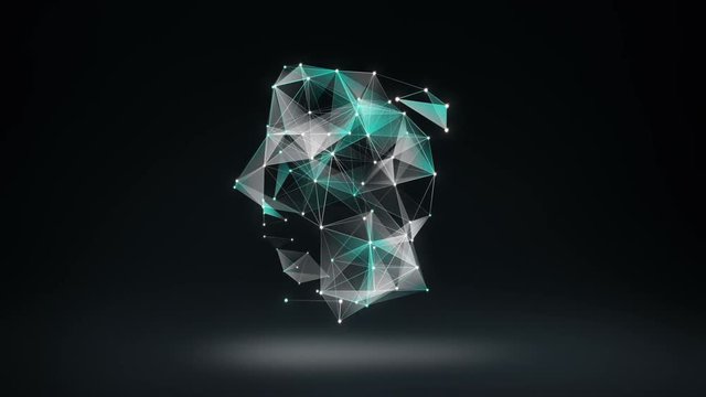 Digital lines create brain head shape, digital concept. intelligence technology.