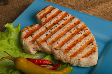 Grilled pork steak