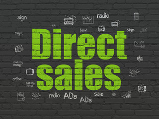 Marketing concept: Direct Sales on wall background