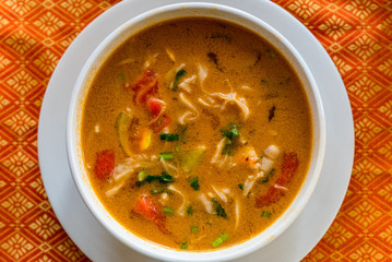 Creamy Tom Yam soup with chicken at 