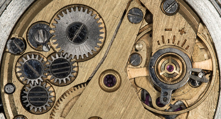 clockwork old mechanical USSR watch, high resolution and detail
