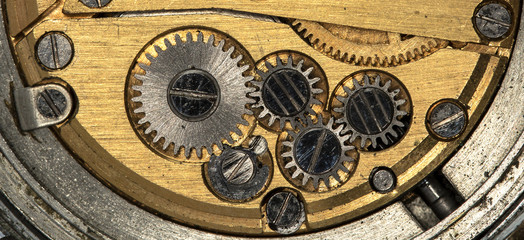 Fototapeta na wymiar clockwork old mechanical USSR watch, high resolution and detail 