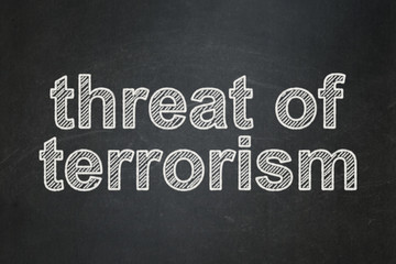 Obraz premium Political concept: Threat Of Terrorism on chalkboard background