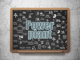 Manufacuring concept: Power Plant on School board background