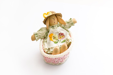 Easter Bunny in a pink basket