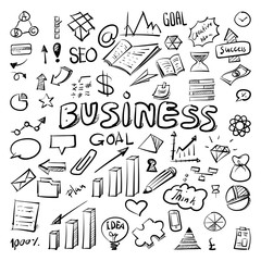 Business Idea doodles clip art illustration, Hand draw vector il