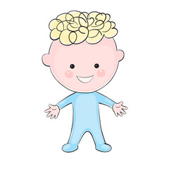 Cartoon little boy on white background