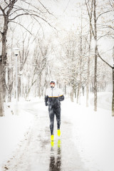 Jogging in winter conditions.