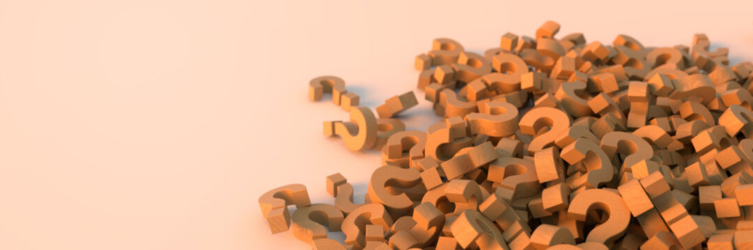 Wooden question marks, 3d rendering