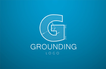 logo template letter G  in the style of a technical drawing.