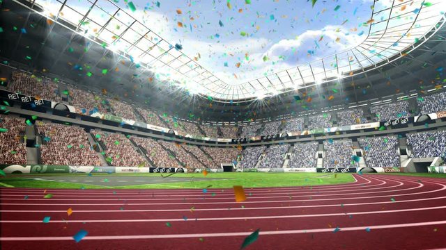 Confetti falling on stadium