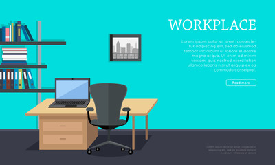 Workplace Concept Vector Web Banner in Flat Design