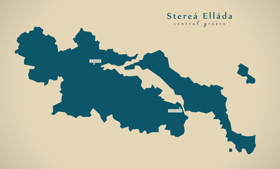 Modern Map - Sterea Ellada Greece GR illustration