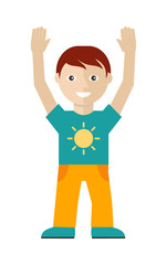 Male Character in T-shirt with Sun, Yellow Trouses