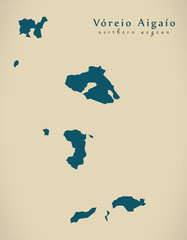 Modern Map - Voreio Aigaio Greece GR illustration
