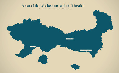 Fototapeta premium Modern Map - Anatoliki Makedonia Kai Thraki Greece GR illustrati