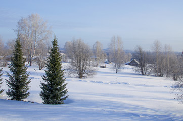 Beautiful landscape of winter to Siberia

