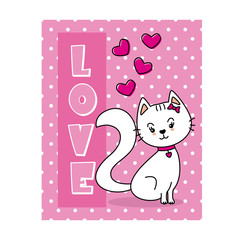 Cat in love Valentine card