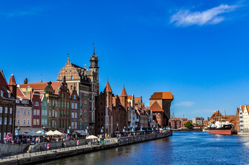 The most famous cityscape of Gdansk with the historic crane, Poland