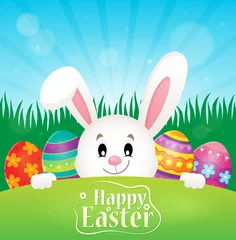 Papier Peint photo Pour enfants Happy Easter theme with eggs and bunny