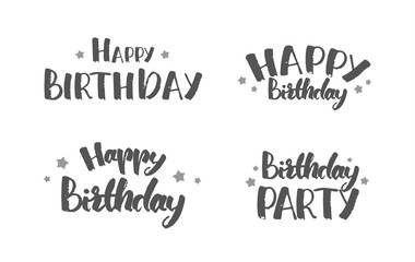 Fototapeta premium Vector illustration: Set of hand drawn lettering quotes of Happy Birthday on white background. Gretting cards.