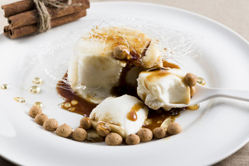 closeup of a delicious Creme caramel with caramel topping