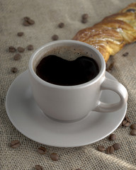 Black coffee, a cup of beans