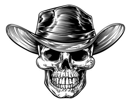 Skull Cowboy Hat Drawing