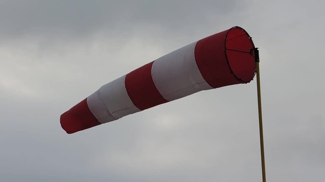 A windsock waving in the stong breeze