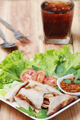 Roasted pork of Thai foods style.