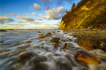 sea landscape, stormy evening at the seaside