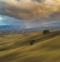 storm passing over the valley in Tuscany