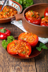 Sweet pepper stuffed with vegetables.