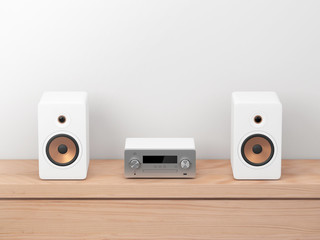Fototapeta premium Micro Hi Fi stereo system mockup, Network receiver, cd and mp3 player, 3d rendering