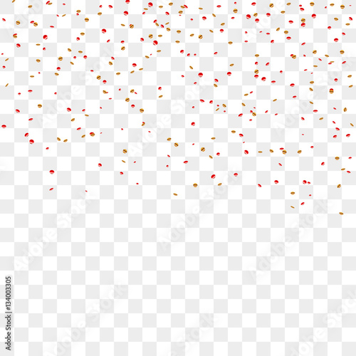 "Gold red confetti celebration isolated on transparent background