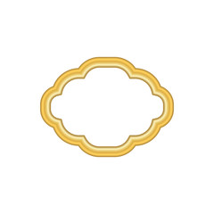 Gold frame. Beautiful simple golden design. Vintage style decorative border, isolated on white background. Deco elegant art object. Empty copy space decoration, photo, banner. Vector illustration.