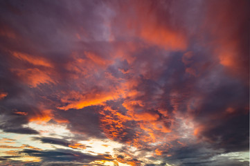 dramatic red sky during sunset