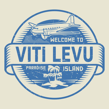 Stamp with the text Welcome to Viti Levu, Paradise island